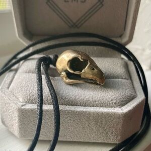 Solid Bronze Bird Skull Pendant